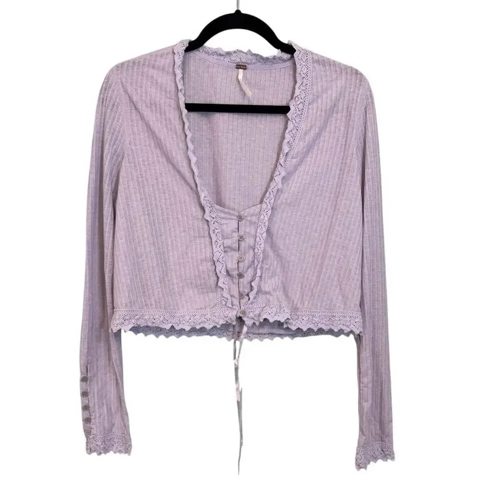 Free People purple lace up crop top Size XS